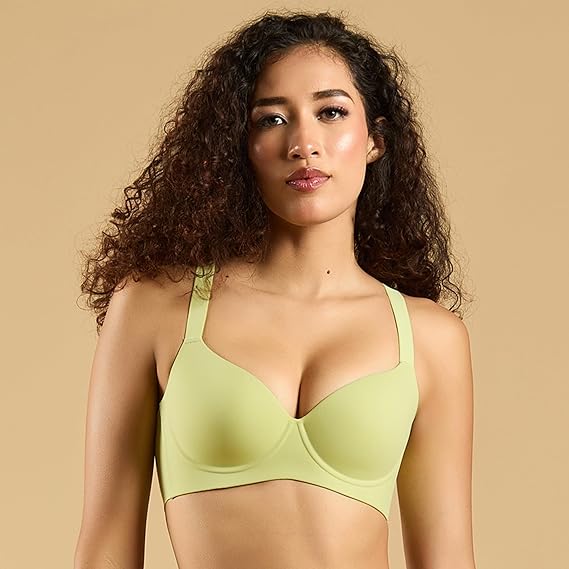 SOIE Women’s Seamless T-Shirt Bra – Padded, Full Coverage, Invisible Flexi Underwire